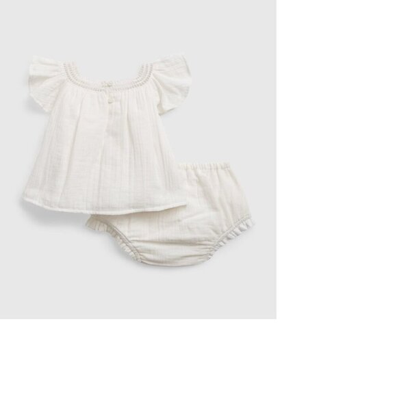 GAP Baby Girl 2-Piece Crinkle Gauze Crochet Outfit Set 6-12M - Picture 2 of 8